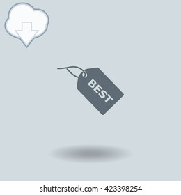 BEST tag icon with shadow. Cloud of download with arrow.
