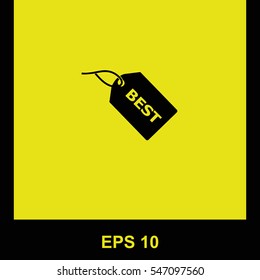 BEST tag vector black icon. Isolated illustration. Business picture.
