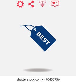 BEST tag vector icon on grey background.