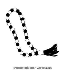 The best tasbeeh islamic rosary black white icon vector illustration in trendy style. Editable graphic resources for many purposes.