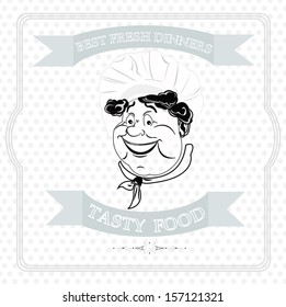 Best tasty fresh dinner from Chef.Vector background