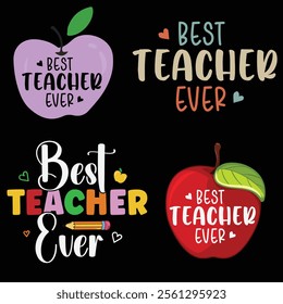 
Best Teacher Ever - Creative Typography and Apple Retro Teacher  Bundle,  Teacher vibes.
