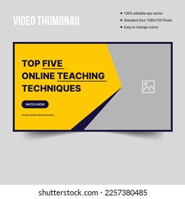 Best teaching method online video thumbnail cover banner template