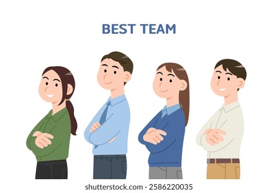 Best team member in company. Cartoon style Business people illustration.   