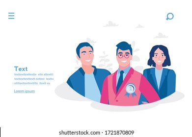 Best team, teamwork, Vector illustration for web banner, infographics, mobile. Team leader