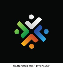 the best teamwork logo with a checklist concept