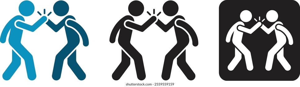 Best teamwork silhouette logo icon with high five concept of success, business and community. Vector illustration	
