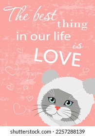Best thing is love motivational quote poster  with hand drawn decoration.