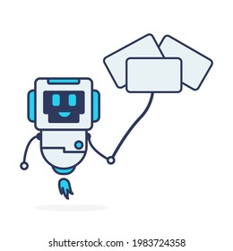 Best three white board simple character robot smile happy illustration