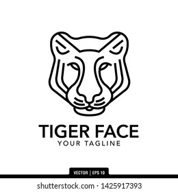 The best tiger face logo inspiration, vector template in single line style with black. Suitable for any company.
