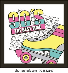 the best time 90s roller skate abstract background