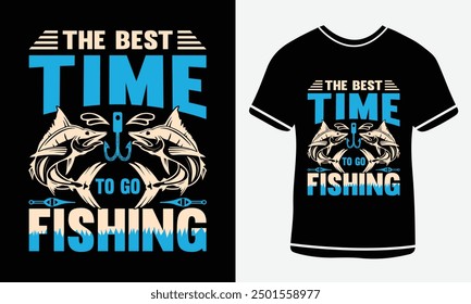 The best time to go fishing t shirt design, vector T-shirt,  Graphic template, fish man, Fishing text t- shirt design Free Vector3.eps, Fishing T-shirt Design Template, Print.