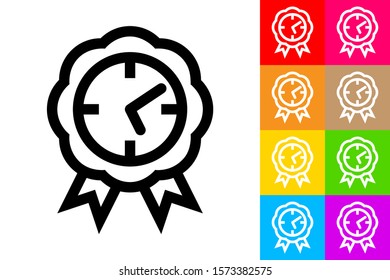 Best Time. Line Icon With Different Color Background.