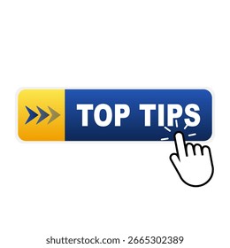 Best Tips Click button with hand cursor. Vector illustration