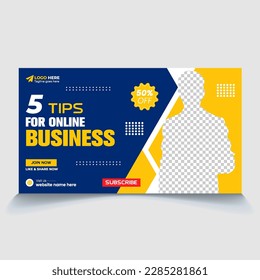 Best tips for online business digital marketing agency video web thumbnail design eps vector file

