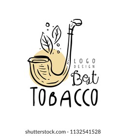 Best tobacco logo design, emblem can be used for smoke shop, gentlemens club and tobacco products hand drawn vector Illustration on a white background