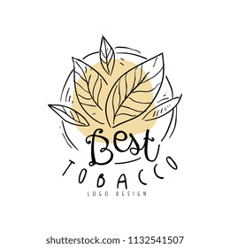 Best tobacco logo, hand drawn design element can be used for smoke shop, gentlemens club and tobacco products vector Illustration