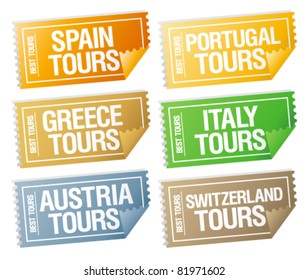 Best Tours Stickers In Form Of  Tickets.