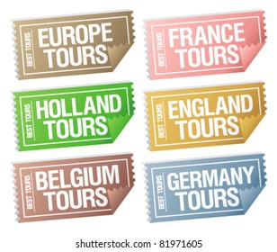 Best Tours Stickers In Form Of  Tickets.