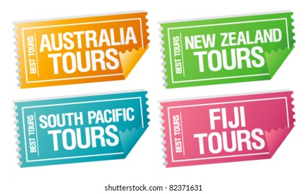 Best Tours Stickers In Form Of  Tickets.