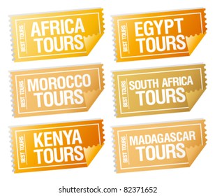 Best Tours Stickers In Form Of  Tickets.