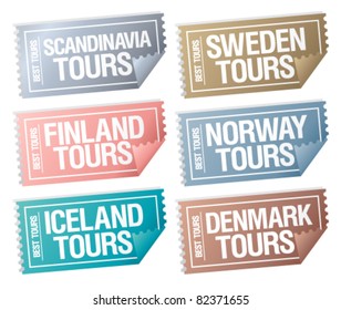 Best Tours Stickers In Form Of  Tickets.