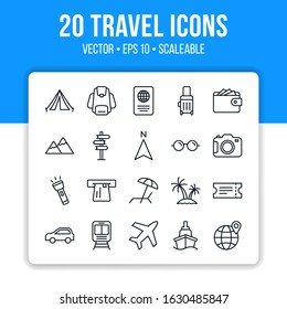 The best traveling icon set design. Collection of high quality vector illustration in trendy line style with black color. Suitable for many purposes. Part 5.