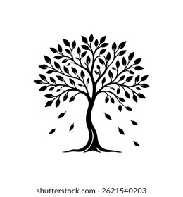 Best tree vector black silhouette on a white background.