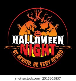 Best Trendy Scary And Spooky Pumpkin Halloween Nightmare Vector Tshirt Design Illustration