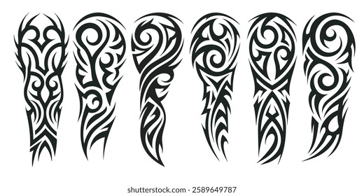 Best Tribal Arm Tattoo Designs for Men and Women Black Ink on White Background.