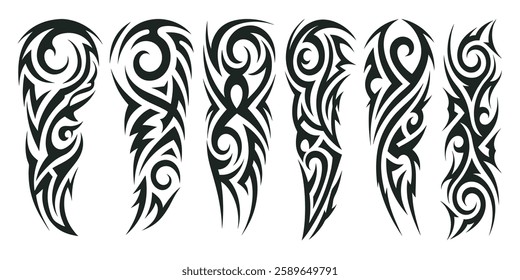 Best Tribal Arm Tattoo Designs for Men and Women Black Ink on White Background.