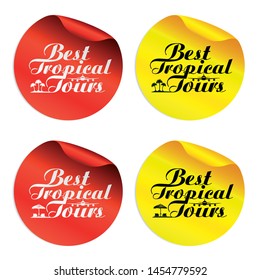 Best tropical tours stickers set.Vector illustration