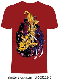 Best t-shirt print, logo, emblem. Letterin , Watercolor fish background  .