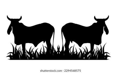 Best of two cows vector, illustration logo template in trendy style. Suitable for
