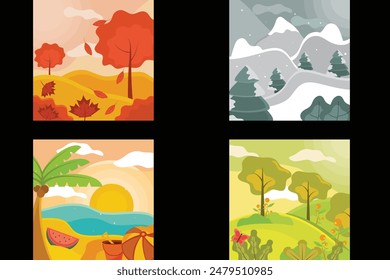 best unique autumn 6 -landscape-background-bundle-set-of-fall-banner_-village.eps