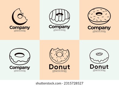 Best Unique Different Logos For A Donut Shop, And Collection Set. Premium Elements With Colorful. And Unique Vector. Donuts Icon Food With White Background.