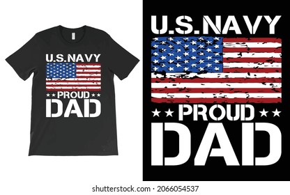 Best Us Navy Proud Dad With American Flag Gift Veteran Day T-Shirts Vector Design