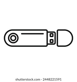 Mejor dispositivo flash USB icono contorno de Vector. Centrar el almacenamiento de la máquina. Ciberdisco