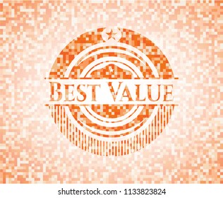 Best Value abstract emblem, orange mosaic background
