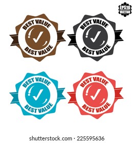 Best Value Badge, Icon, Label And Sticker Colorful Border Isolated On White Background - Vector Illustration.