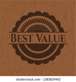 Best Value badge with wooden background