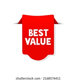 Best Value Banner Icon Template. Red Web Ribbon Vector. Can Be Used Advertising, Business.