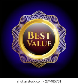 Best value gold shiny badge with blue background