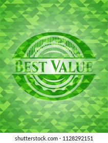 Best Value green emblem with mosaic background