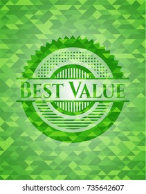 Best Value green emblem with mosaic background