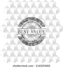 Best Value grey emblem. Vintage with geometric cube white background
