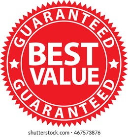 Best Value Guaranteed Red Sign, Vector Illustration