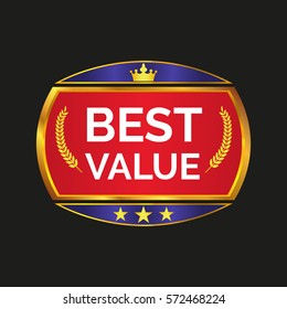 Best value label on black background, vector illustration