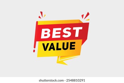 Best value label in red Advertising, Promo, banner template or web element.