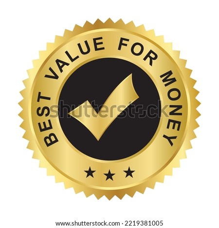 Best value for money vector icons isolated on white background. Vector Gold.